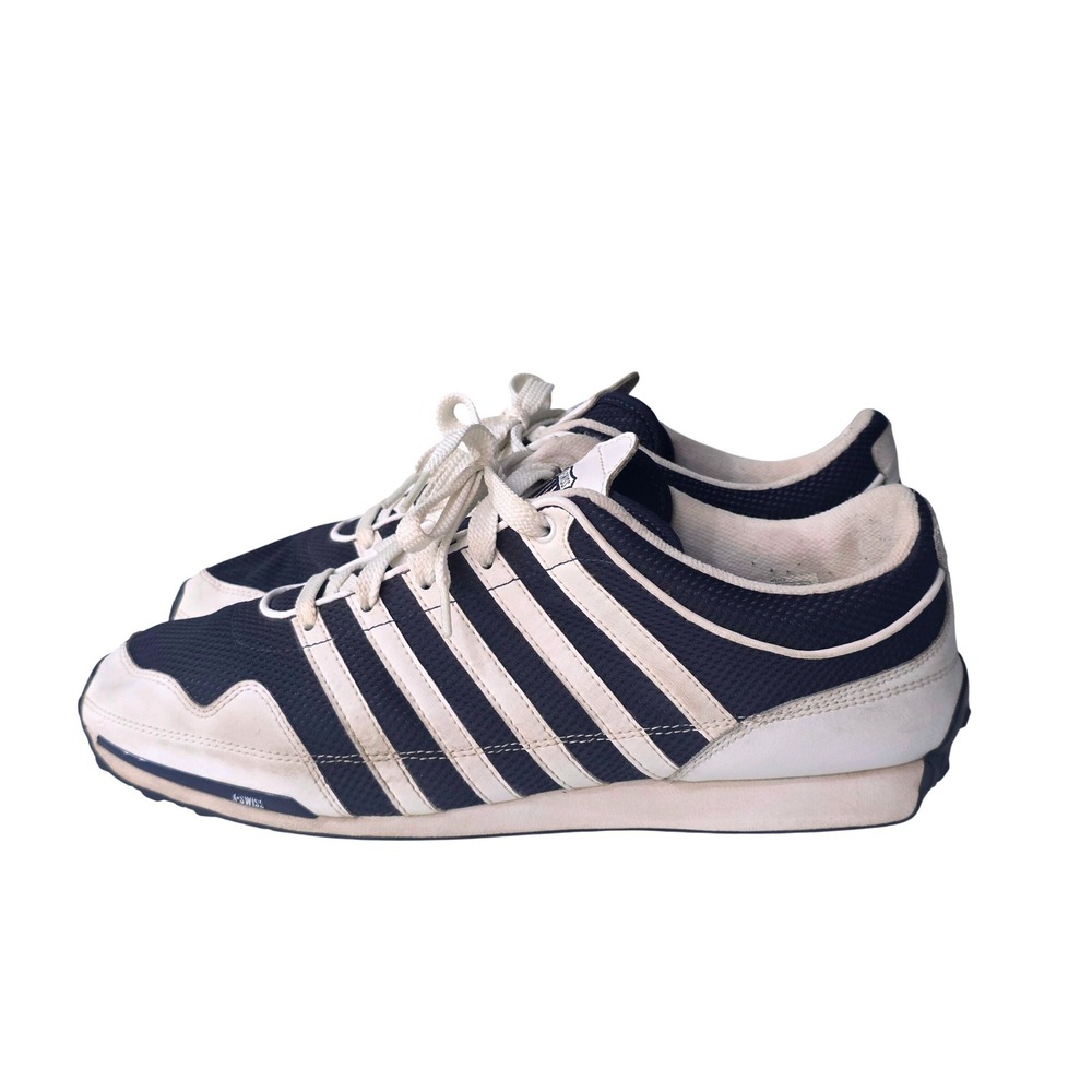 K-Swiss Mens 01073109 Low Top Navy Blue White Striped Mesh Sneakers Size 12